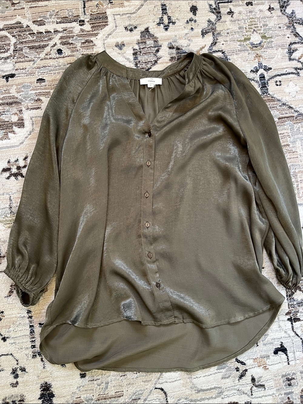 Olive Green Satin Blouse